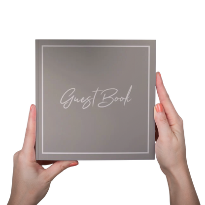 Gästbok Mörkbeige Engelska - Beige layout insida